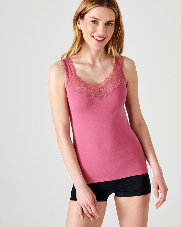Débardeur pur coton peigné biologique et dentelle stretch