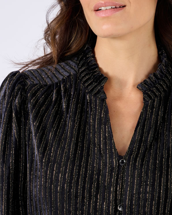 Chemisier en velours rayé