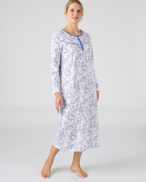Chemise de nuit en pur coton peigné
