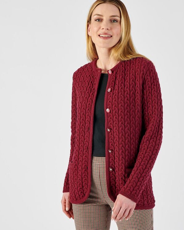 Cardigan lambswool mélangée torsadée