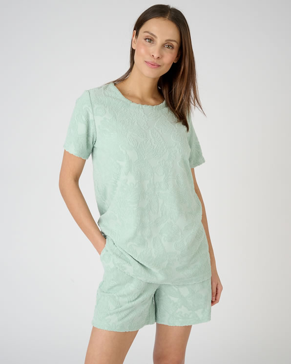 Pyjashort éponge jacquard reliéfé