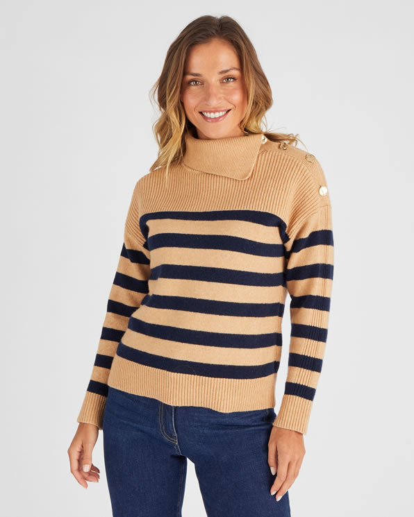 Pull marinière épaule boutonnée
