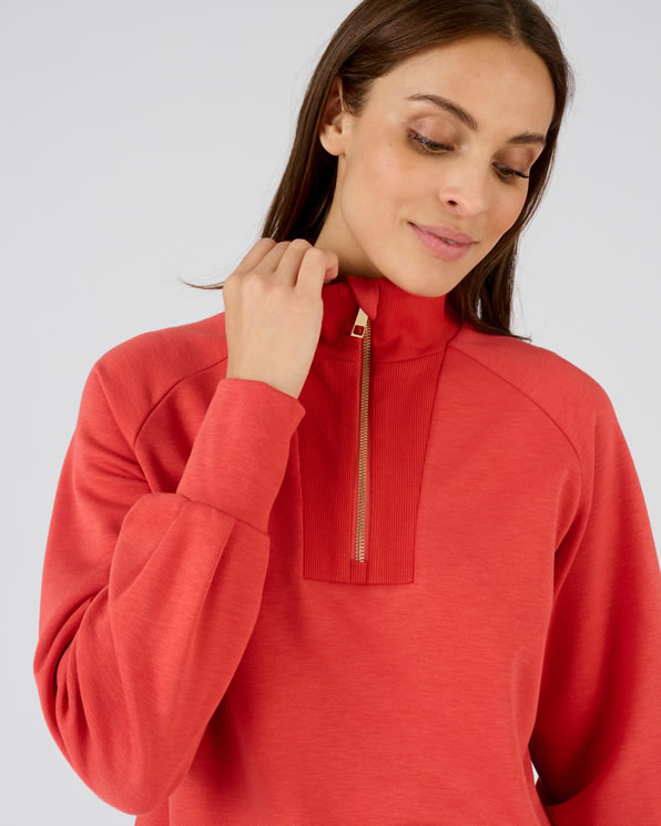 Sweat-shirt en molleton col camionneur zippé