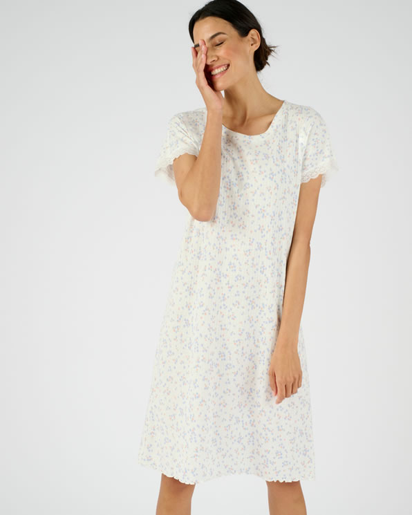 Chemise de nuit en maille pointelle