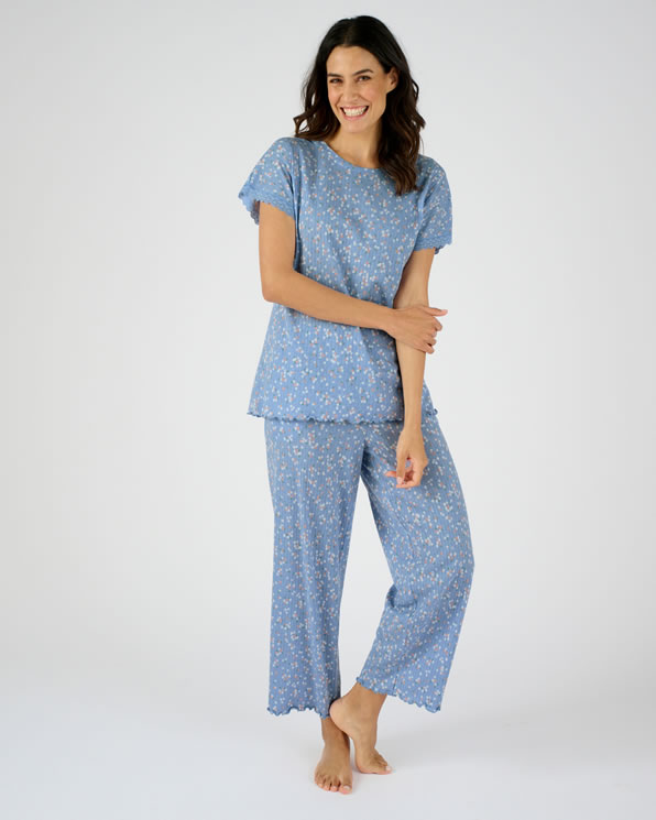 Pyjama 7/8ème en maille pointelle