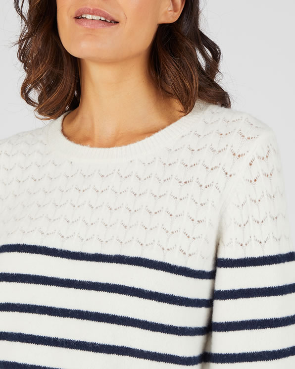 Pull rayures et maille ajourée Thermolactyl