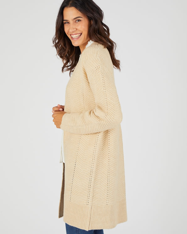 Gilet long maille fantaisie