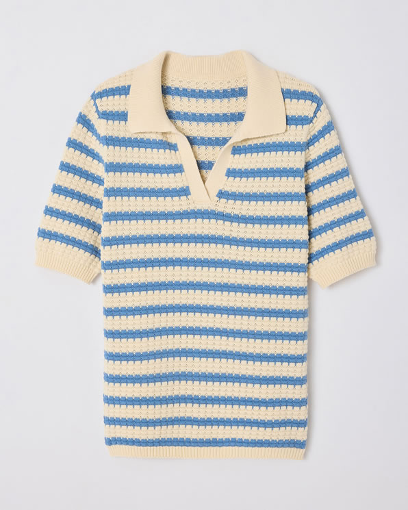 Pull col polo rayé