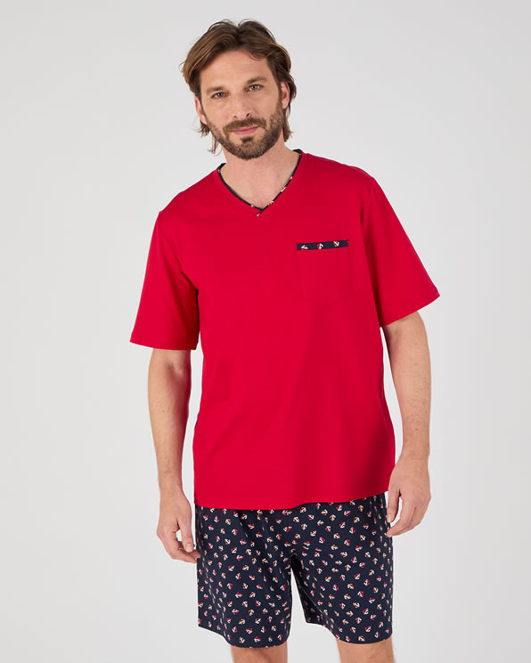 Pyjashort en pur coton peigné