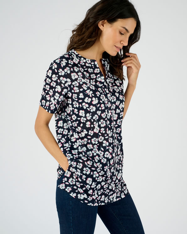 Tunique maille crêpe stretch fleurie