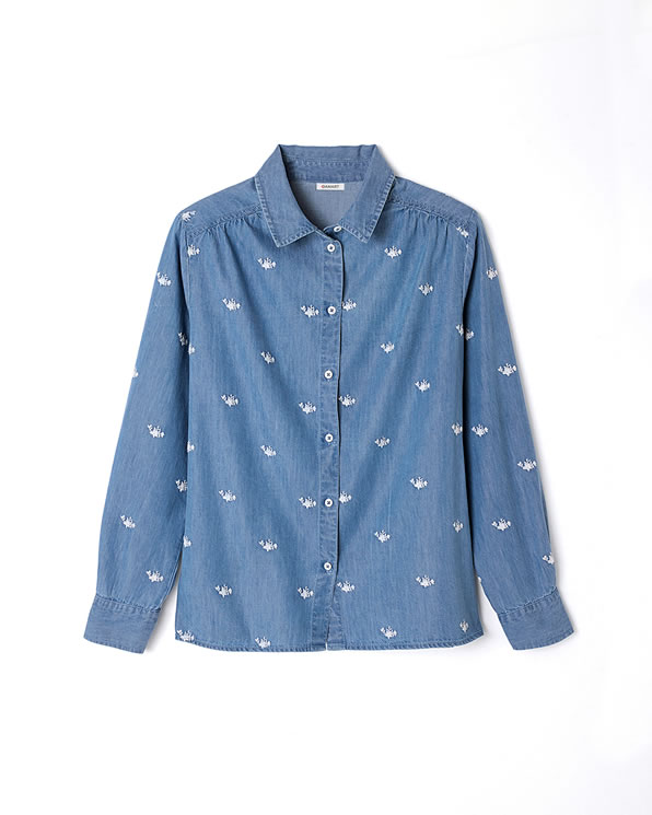 Chemisier coton et fibres lyocell Tencel™  brodé