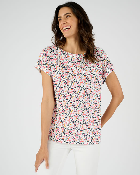 T-shirt flammé imprimé végétal