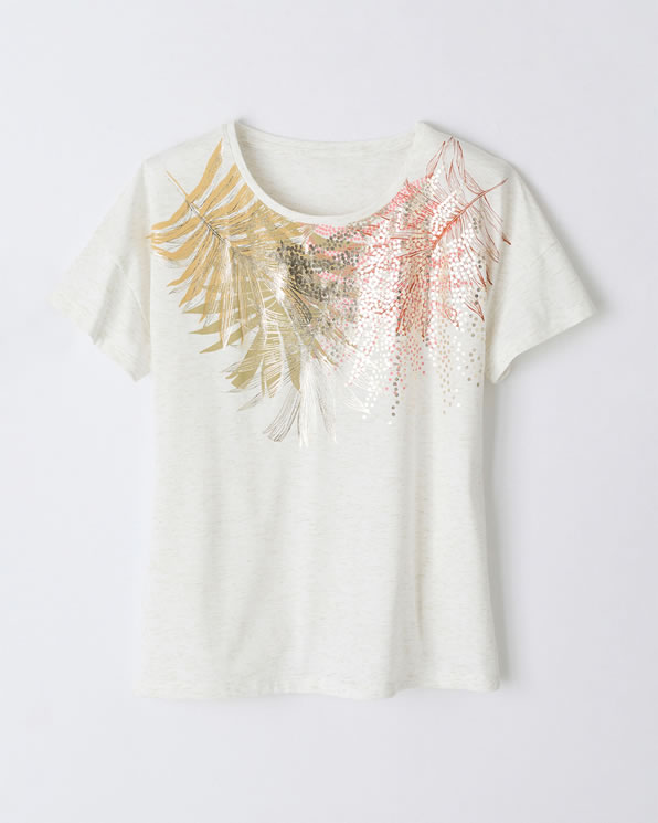 T-shirt motif placé fil brillant