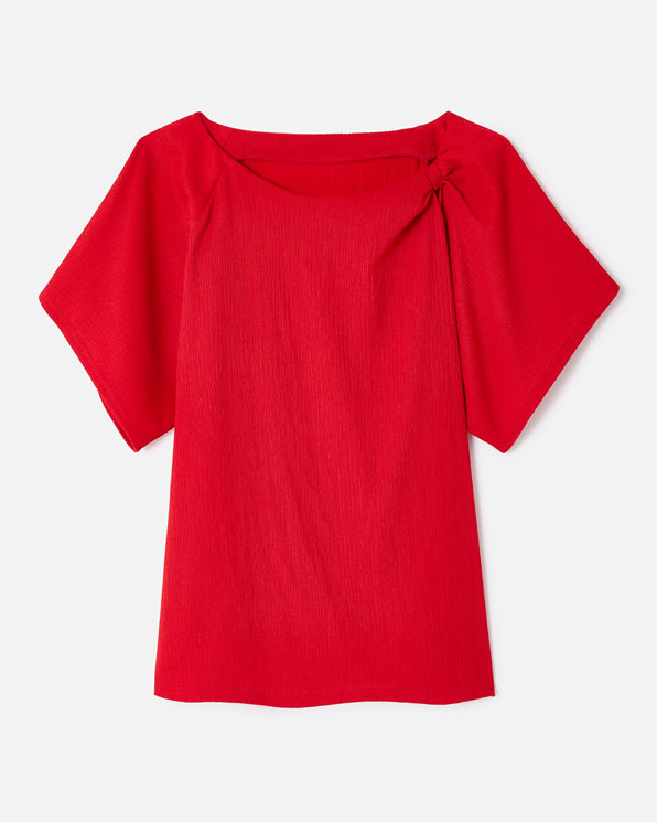 T-shirt maille texturée col fantaisie