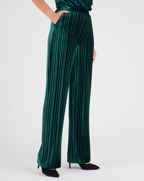 Pantalon en velours plissé satiné