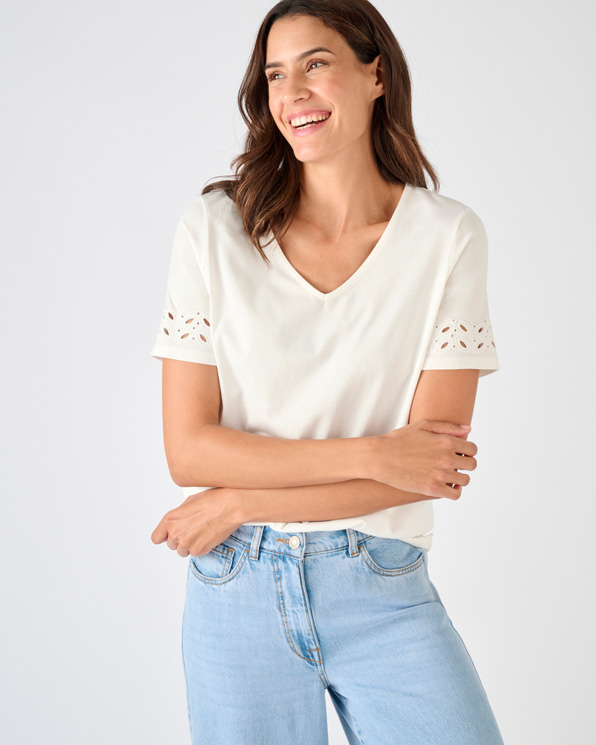T-shirt détails fantaisie pur coton