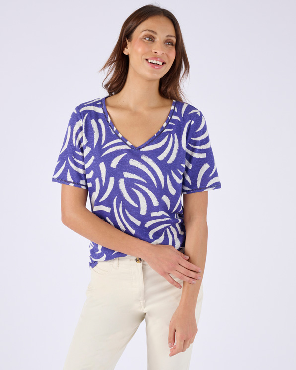 T-shirt mélange lin, détail jours échelles