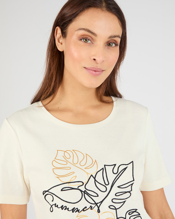 T-shirt brodé pur coton
