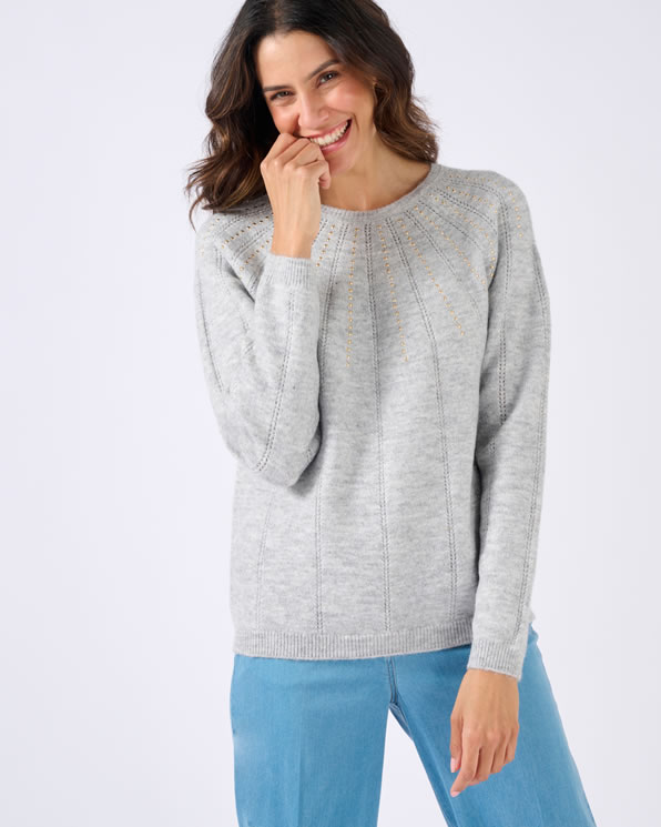 Pull maille ajourée et strass Thermolactyl