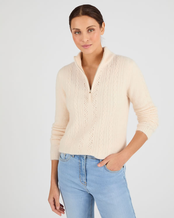Pull col zippé mélange alpaga
