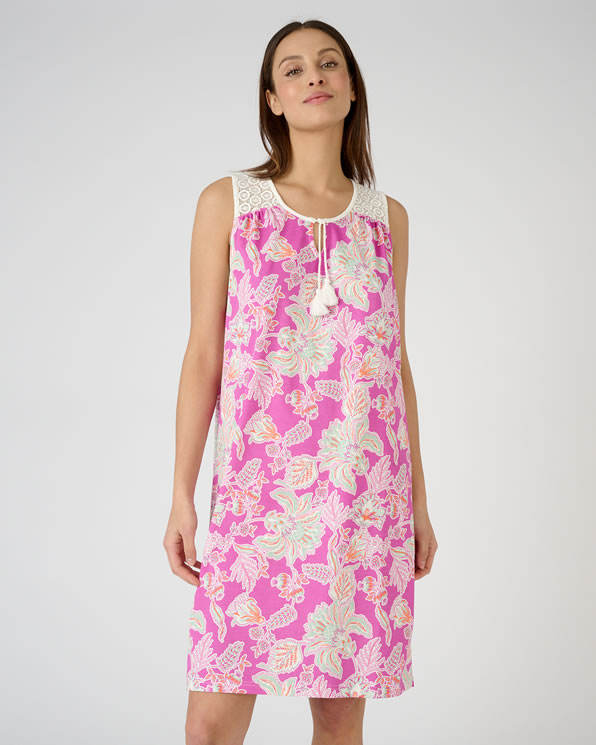 Chemise de nuit sans manches pur coton peigné