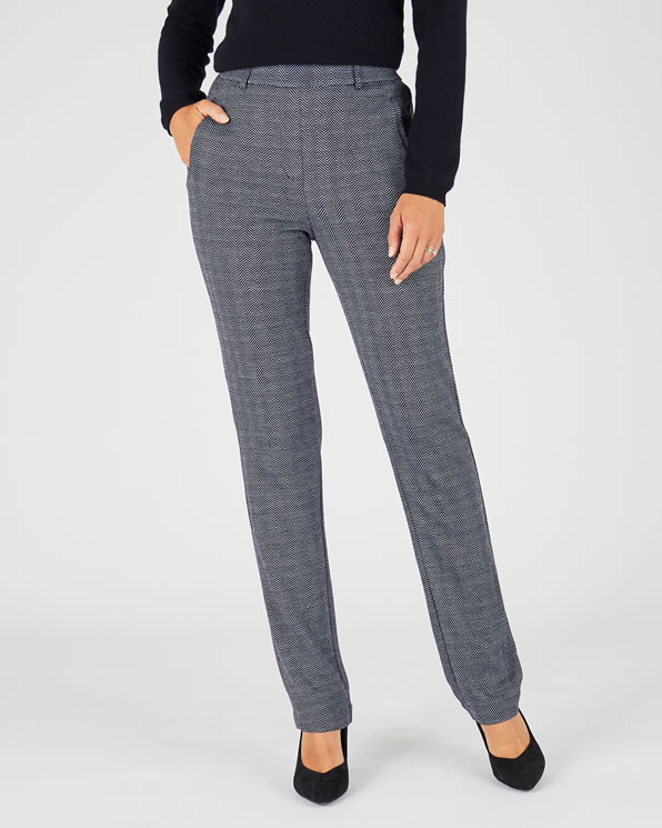 Pantalon enfilable en maille jacquard émerisée
