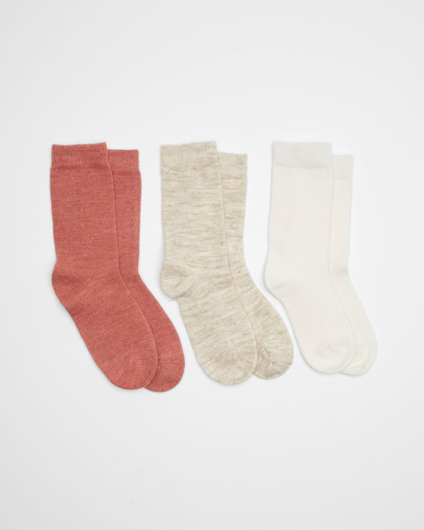 Lot de 3 paires de chaussettes unies maille laineuse Thermolacty