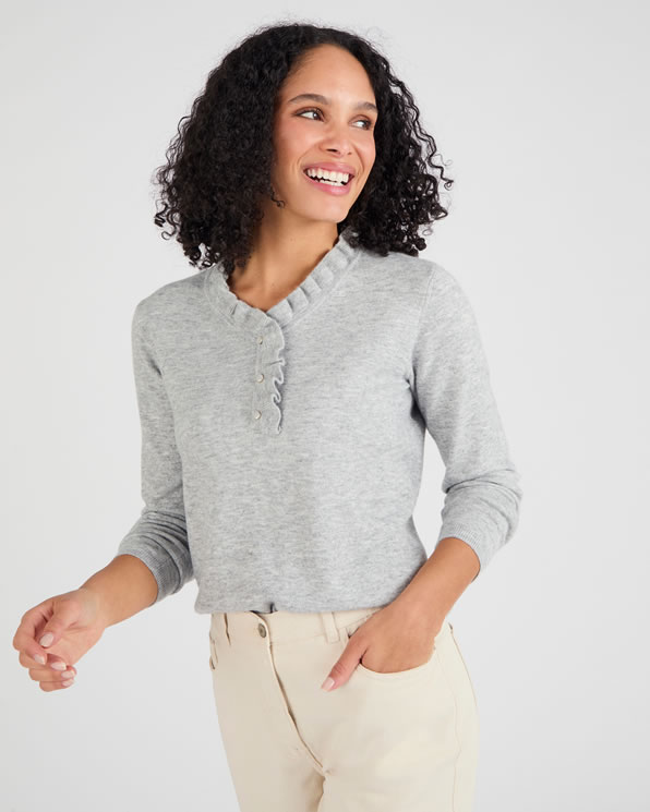 Pull col à volant mélange laine