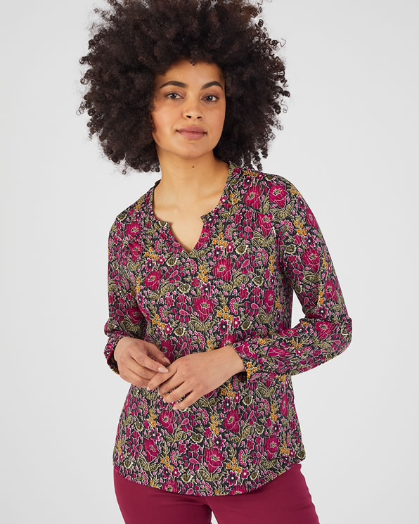 T-shirt fleuri maille crêpe stretch fil brillant