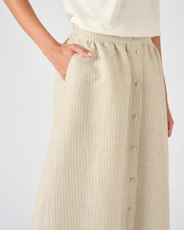 Jupe rayée mélange lin et viscose