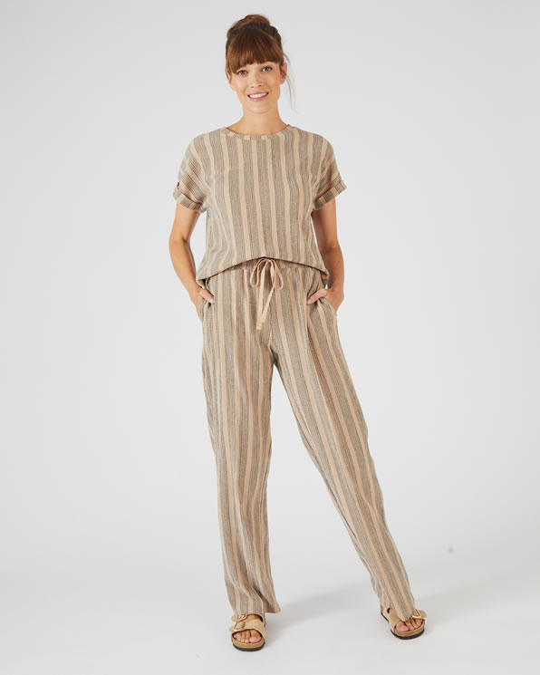 Pantalon large rayé