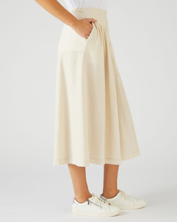Jupe rayée mélange lin