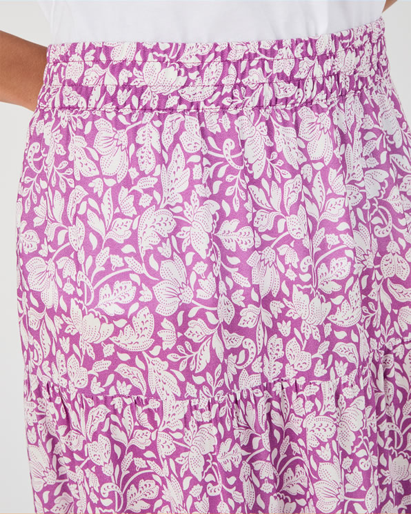 Jupe longue à volants pure viscose