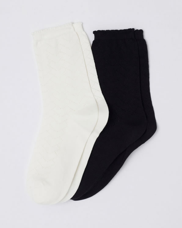 Lot de 2 paires de chaussettes maille pointelle