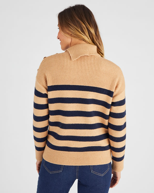 Pull marinière épaule boutonnée