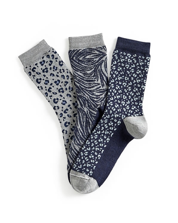 Lot de 3 paires de mi-chaussettes maille jacquard mélange laine