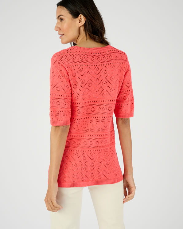 Pull maille ajourée manches aux coudes