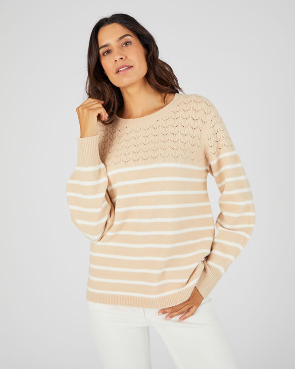 Pull rayures et maille ajourée Thermolactyl
