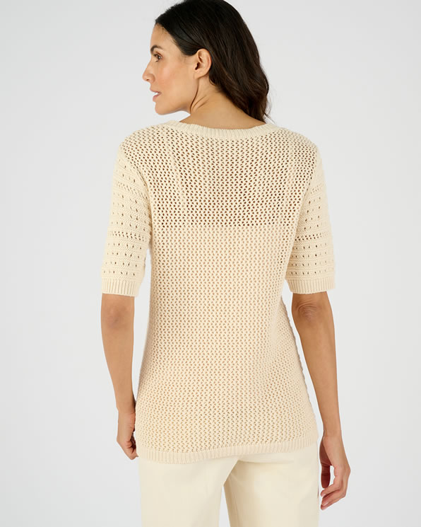 Pull maille fantaisie pur coton