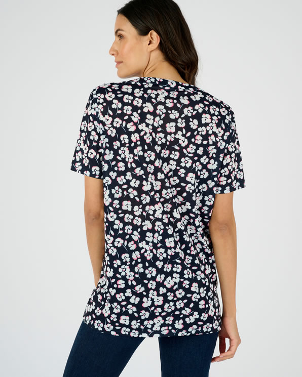 Tunique maille crêpe stretch fleurie