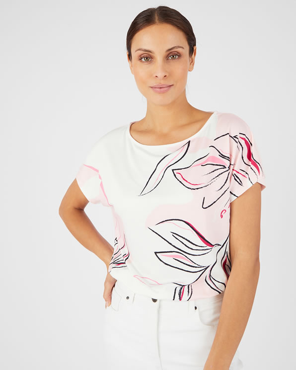 T-shirt crêpe imprimé fleuri devant