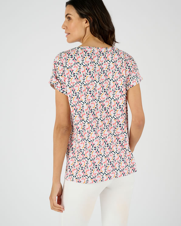 T-shirt flammé imprimé végétal
