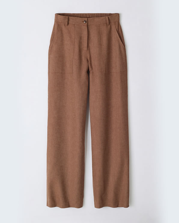 Pantalon large mélange lin et coton
