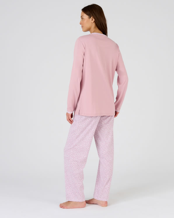 Pyjama pur coton peigné, manches longues