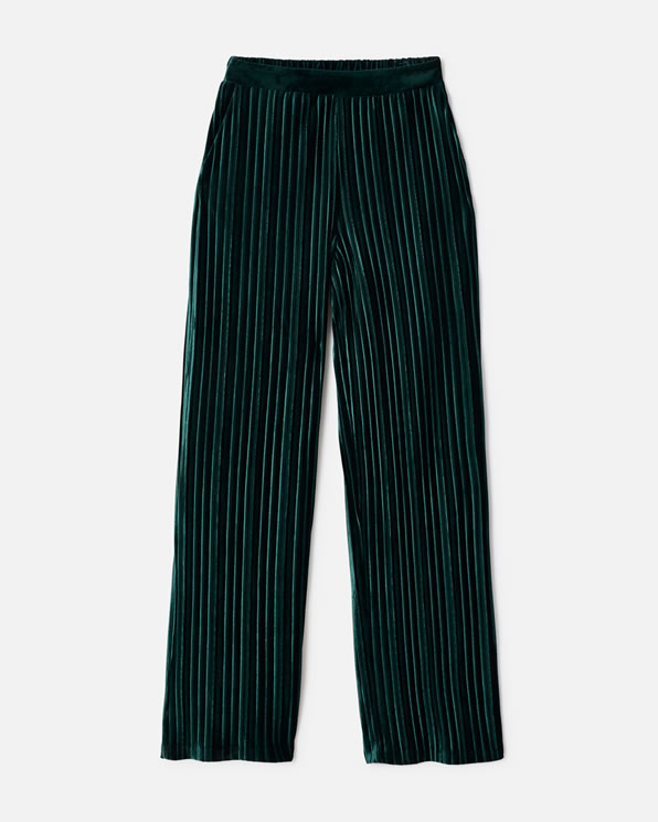 Pantalon en velours plissé satiné