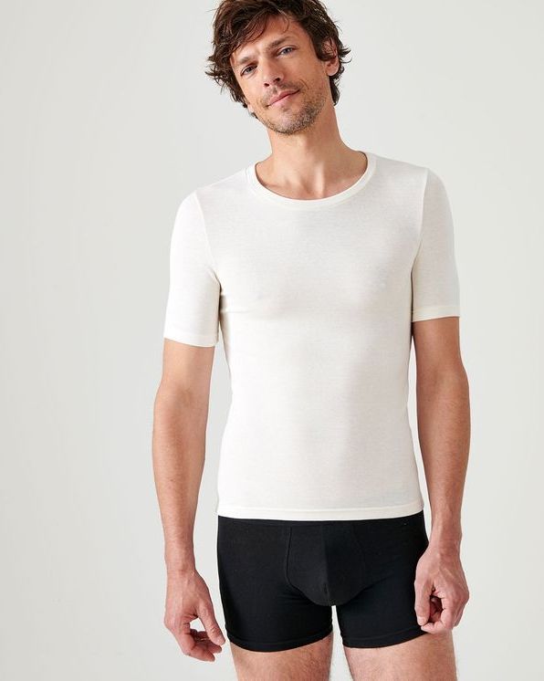 T-shirt col rond manches courtes fine côte Thermolactyl