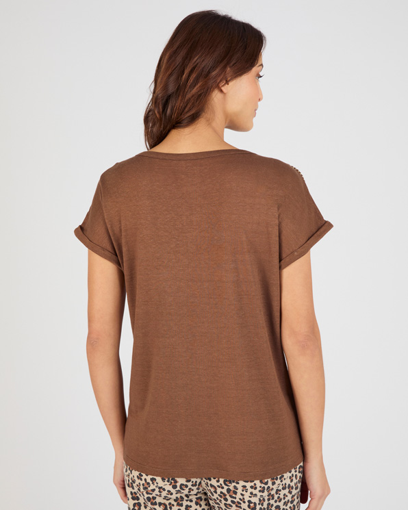 T-shirt mélange lin, détails tressés