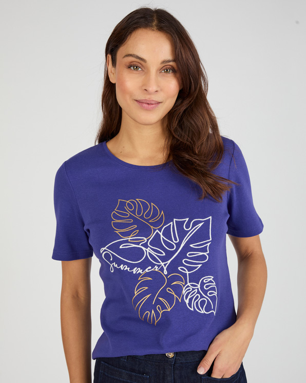 T-shirt brodé pur coton