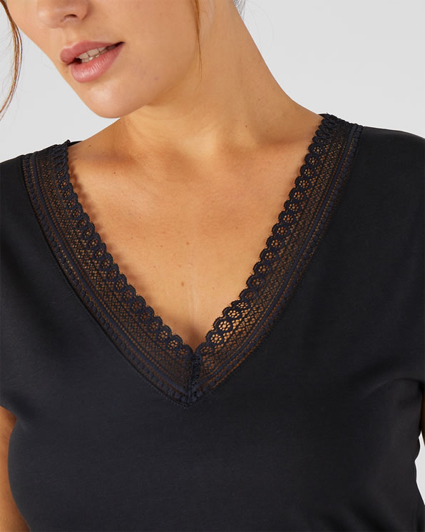 T-shirt dentelle maille jersey Lyocell Climatyl® recyclé