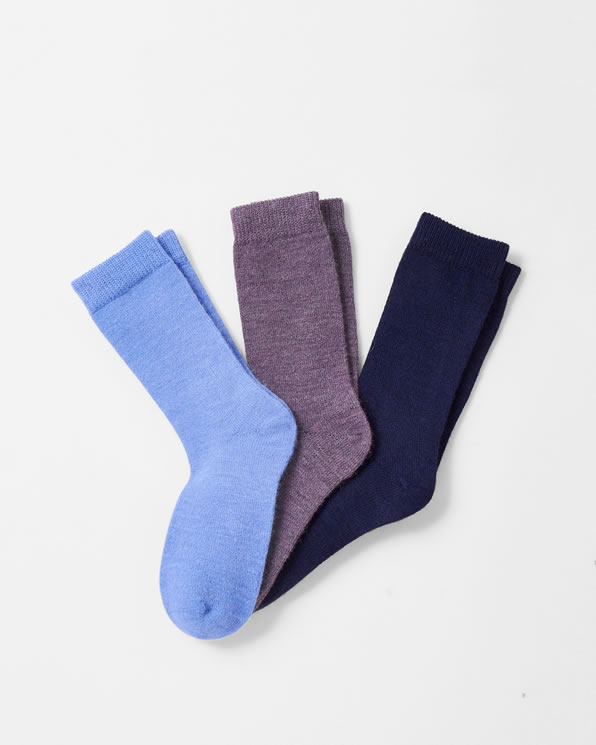 Lot de 3 paires de chaussettes unies maille laineuse Thermolacty